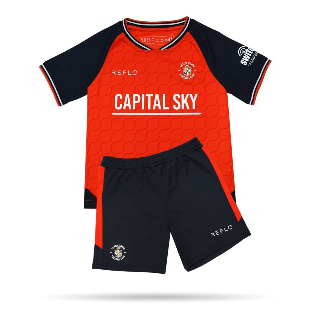 2025100923040010 Kids Luton Town 2025/26 Home Kit - Image 1